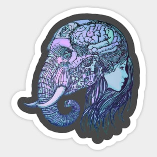 The Girl and the Elephant Sticker